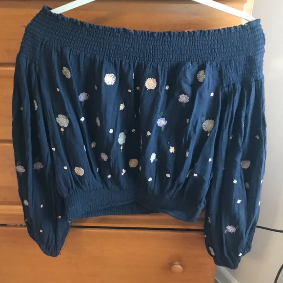 NWT Free People off the shoulder blue top! - Picture 3 of 5